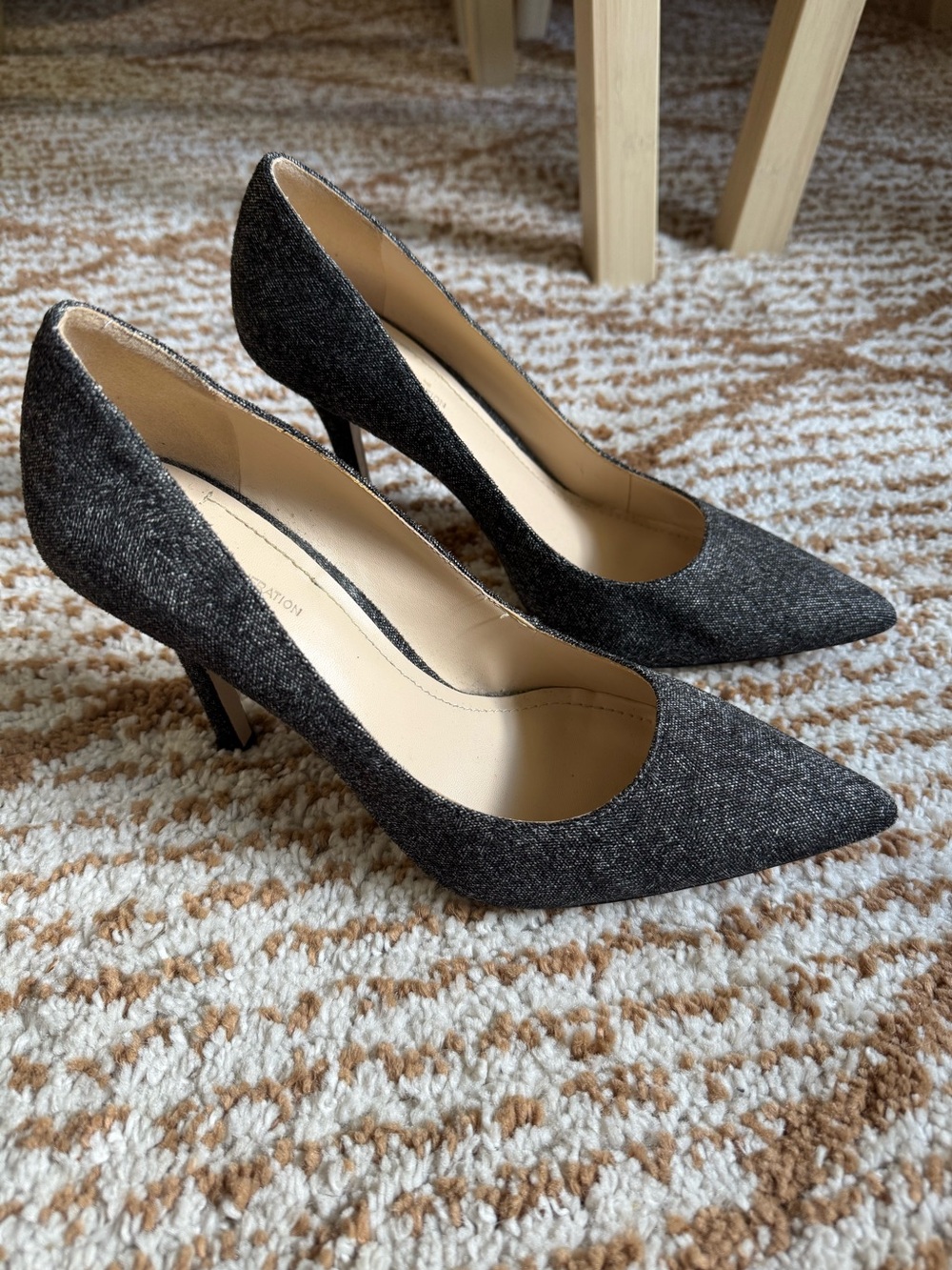 BCBG Generation Classic 3" Pointed-Toe Women's Pumps in Charcoal Gray Fabric